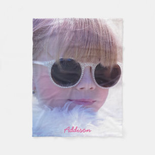 Cute Photo Fleece Blanket With A Name
