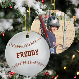Cute Photo Keepsake Baseball Personalized  Ceramic Ornament