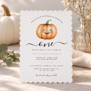 Cute Photo Little Pumpkin First Birthday Party Invitation