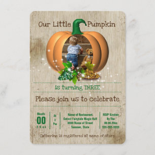 Cute photo magical pumpkin babies country party invitation