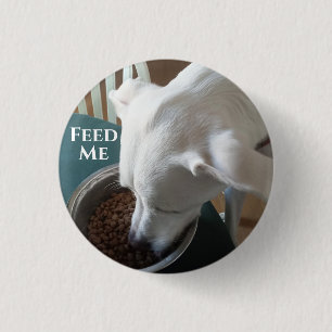 Cute Photo of Hungry Dog Who Can't Wait to Eat 3 Cm Round Badge