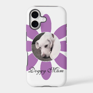 Cute Photo of Puppy Dog in Purple Flower Frame