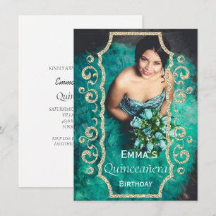 Cute Photo Quinceañera Birthday Party Invitation 
