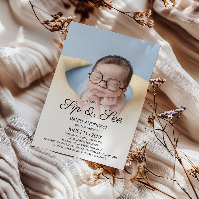 Cute Photo Sip And See Party Invitation (Creator Uploaded)