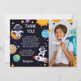 Cute Photo Space Theme Any Age Birthday Thank You Card