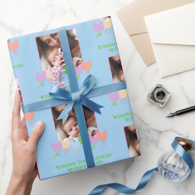 Cute Photo Spring Tulips, Mother's Day Wishes Wrapping Paper (Gifting)