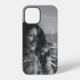 Cute Photo Template Calligraphy Hand Lettered Name iPhone 12 Case