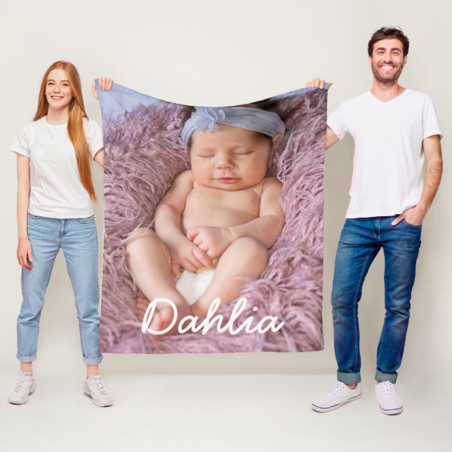 Cute Photo with Name Baby Fleece Photo Blanket (In Situ)