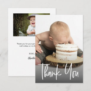 Cute Photos handlettering 1st birthday Custom note Thank You Card