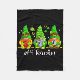 Cute Physical Education Pe Teacher Gnome St Patric Fleece Blanket