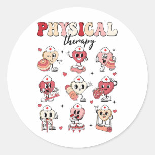Cute Physical Therapy Valentine's Day Pt Pta Pedia Classic Round Sticker
