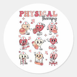 Cute Physical Therapy Valentine's Day Pt Pta Pedia Classic Round Sticker