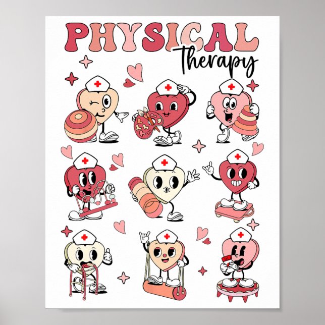 Cute Physical Therapy Valentine's Day Pt Pta Pedia Poster (Front)