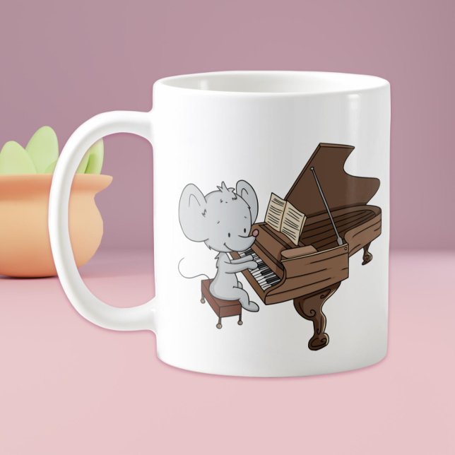 Cute Pianist Recital Mouse Playing Piano Coffee Mug (Cute pianist mug for mouse lovers by Kinda Cute by Patricia Alvarez)
