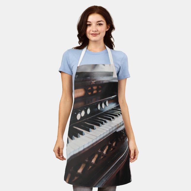 Cute Piano Design Apron (Worn)