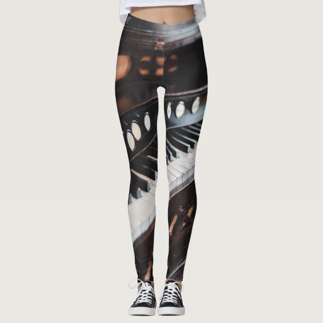 Cute Piano Design Leggings (Front)