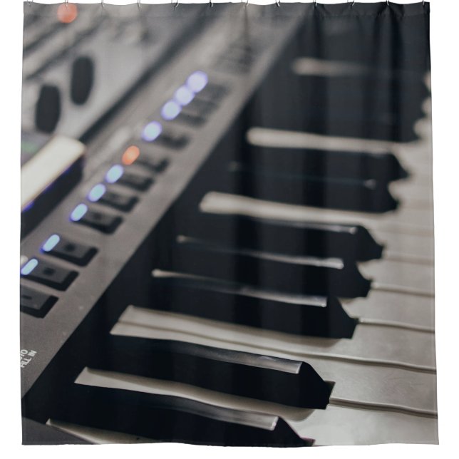 Cute Piano Design Shower Curtain (Front)