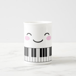 Cute piano keys mug with smiling face