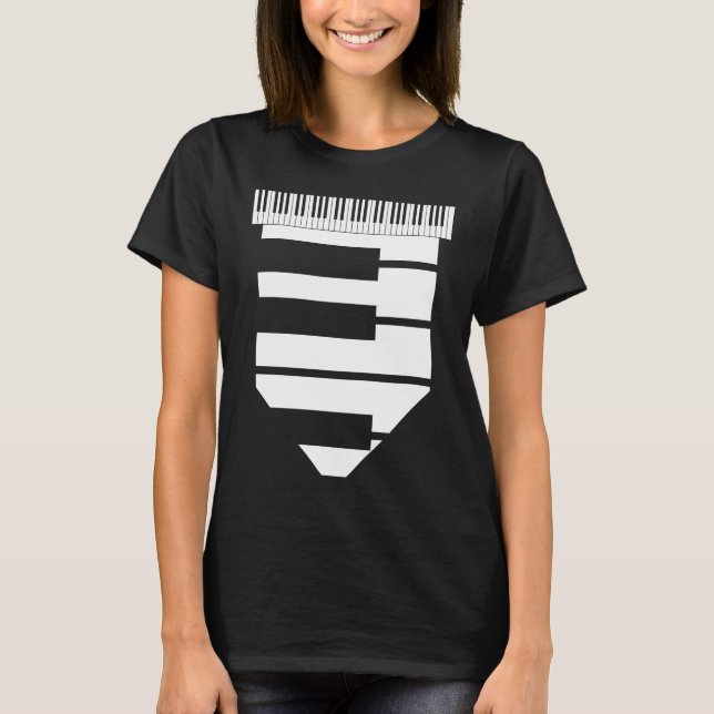 Cute Piano Music Piano Tie Keyboard Player Musicia T-Shirt (Front)