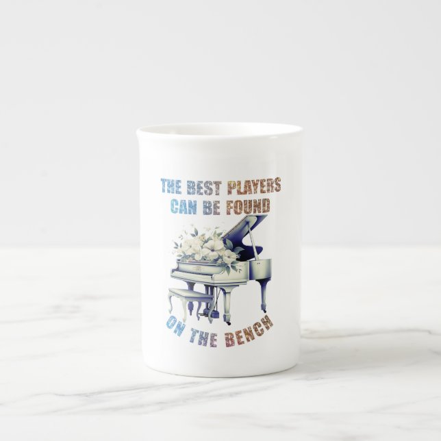 Cute Piano Players Bench Quote Bone China Mug (Front)
