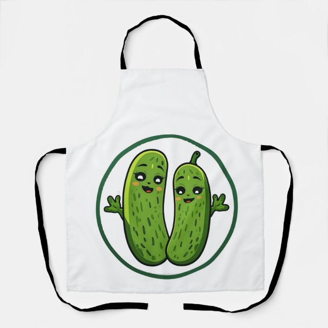 Cute Pickle Couple Funny Kawaii Pickles  Apron (Front)