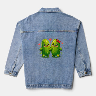 Cute Pickle Couple Funny Kawaii Pickles T-Shirt fo Denim Jacket