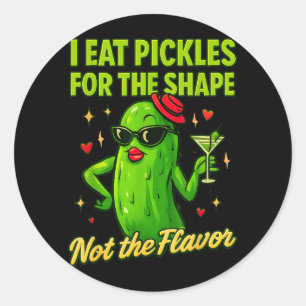Cute Pickle Pun Shape Matters Over Flavour Food Classic Round Sticker