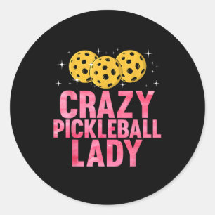 Cute pickleball art for women mom grandma pickle classic round sticker