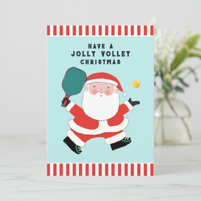 Cute Pickleball Christmas Holiday Cards (Standing Front)
