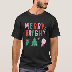 Cute Pickleball Christmas Tree and Paddle Merry Br T-Shirt