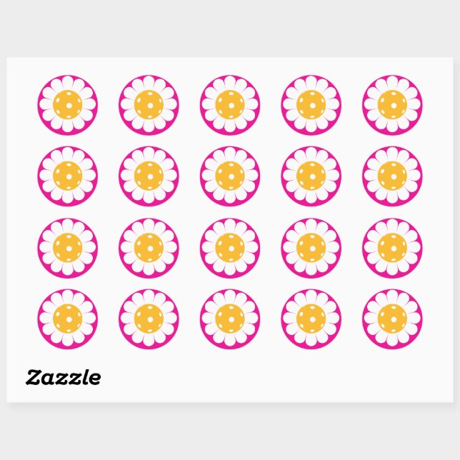 🌼 Cute pickleball daisies classic round Classic Round Sticker (Sheet)