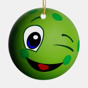 Cute Pickleball Emoticon Ceramic Ornament