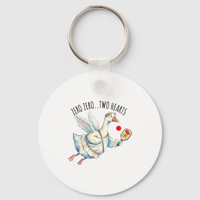 Cute pickleball goose valentine's day  key ring (Front)