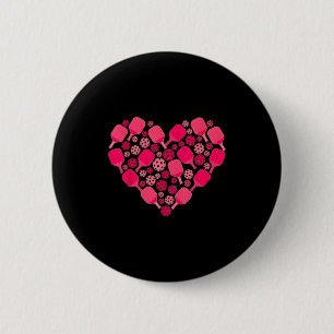 Cute pickleball heart valentine's day pickleball 6 cm round badge