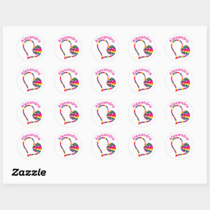 🌼 Cute pickleball Heartbeam Halo Classic Round Sticker