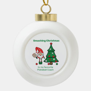 Cute Pickleball Merry Christmas  Ceramic Ball Christmas Ornament