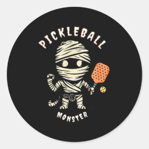 Cute pickleball monster funny halloween fall classic round sticker