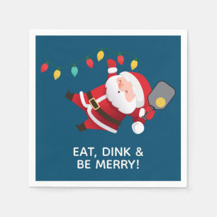 Cute Pickleball Santa Blue Christmas Party Napkin
