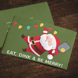 Cute Pickleball Santa Green Christmas  Holiday Card