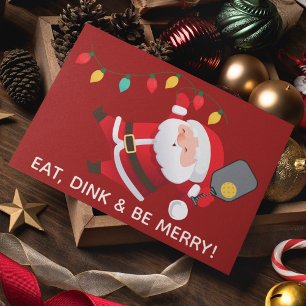 Cute Pickleball Santa Red Christmas Photo  Holiday Card
