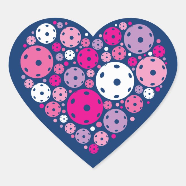 Cute Pickleball 💘 Valentine's, custom background Heart Sticker (Front)