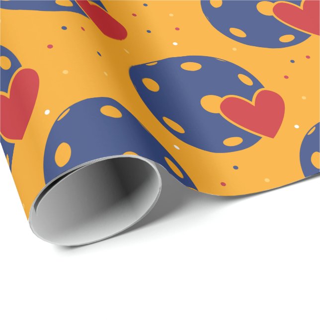 Cute pickleballs with tiny hearts  wrapping paper (Roll Corner)