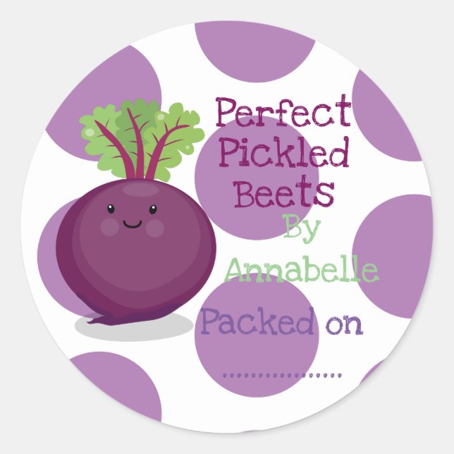 Cute pickled beets cartoon illustration label (Front)