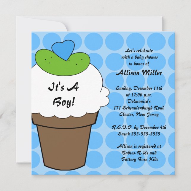 Cute Pickles & Ice Cream Boy Baby Shower Invitation (Front)