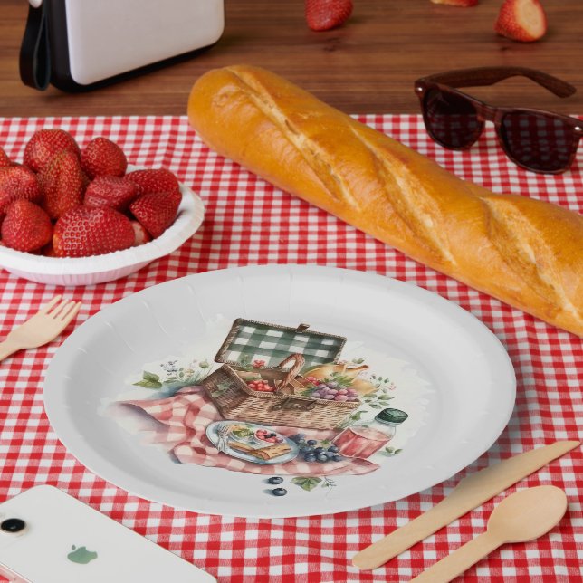 cute picnic party lovers Paper Plates (Picnic)
