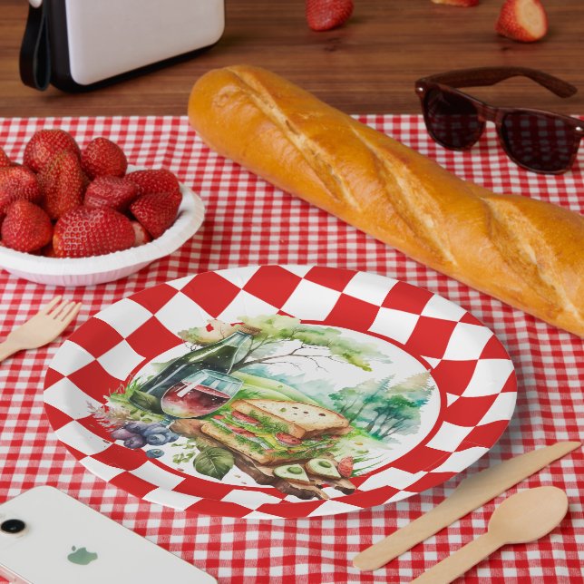 cute picnic scene party  paper plate (Picnic)