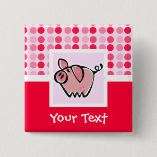 Cute Pig 15 Cm Square Badge