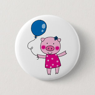 Cute pig 6 cm round badge