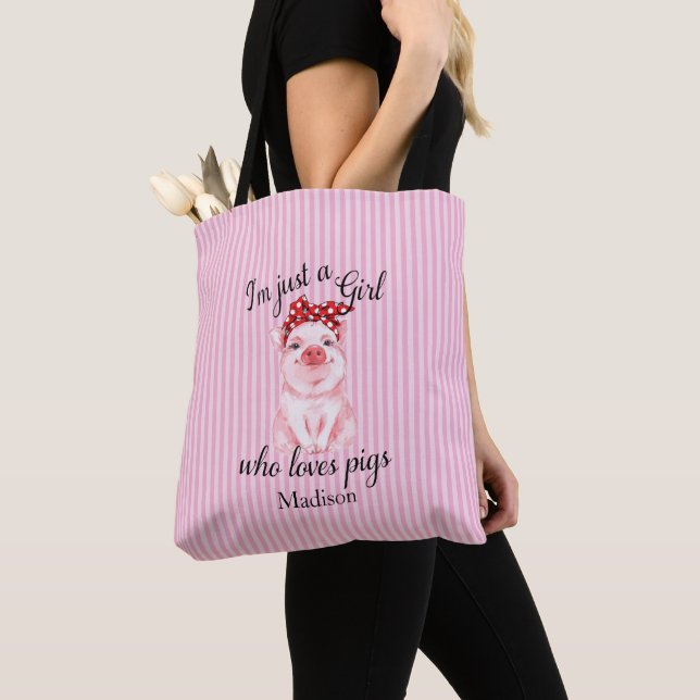Cute Pig All Over Print Tote Bag (Close Up)
