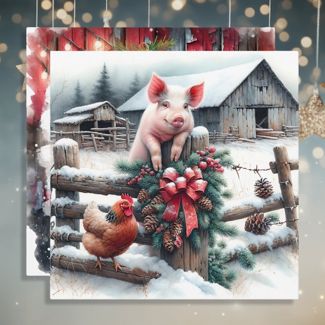 Cute Pig and Chicken Christmas Farm Personalised (Creator Uploaded)